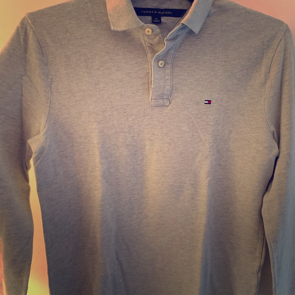 Long sleeve polo grey
